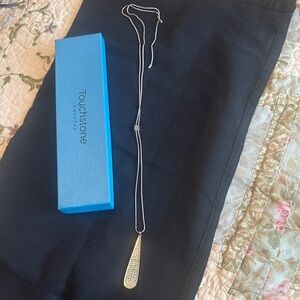 spash around touchstone crystal necklace. Teal blue and silver